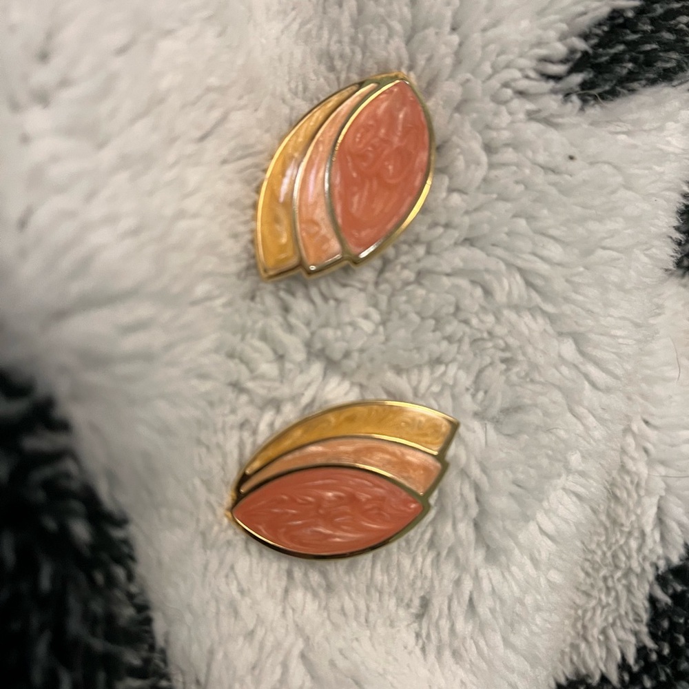 Funky Gold and Pink Leaf Earrings
